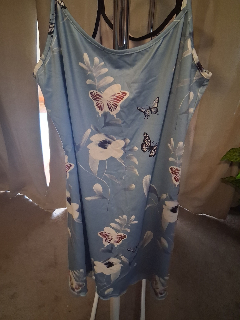 Girls Blue Floral & Butterfly Slip Dress